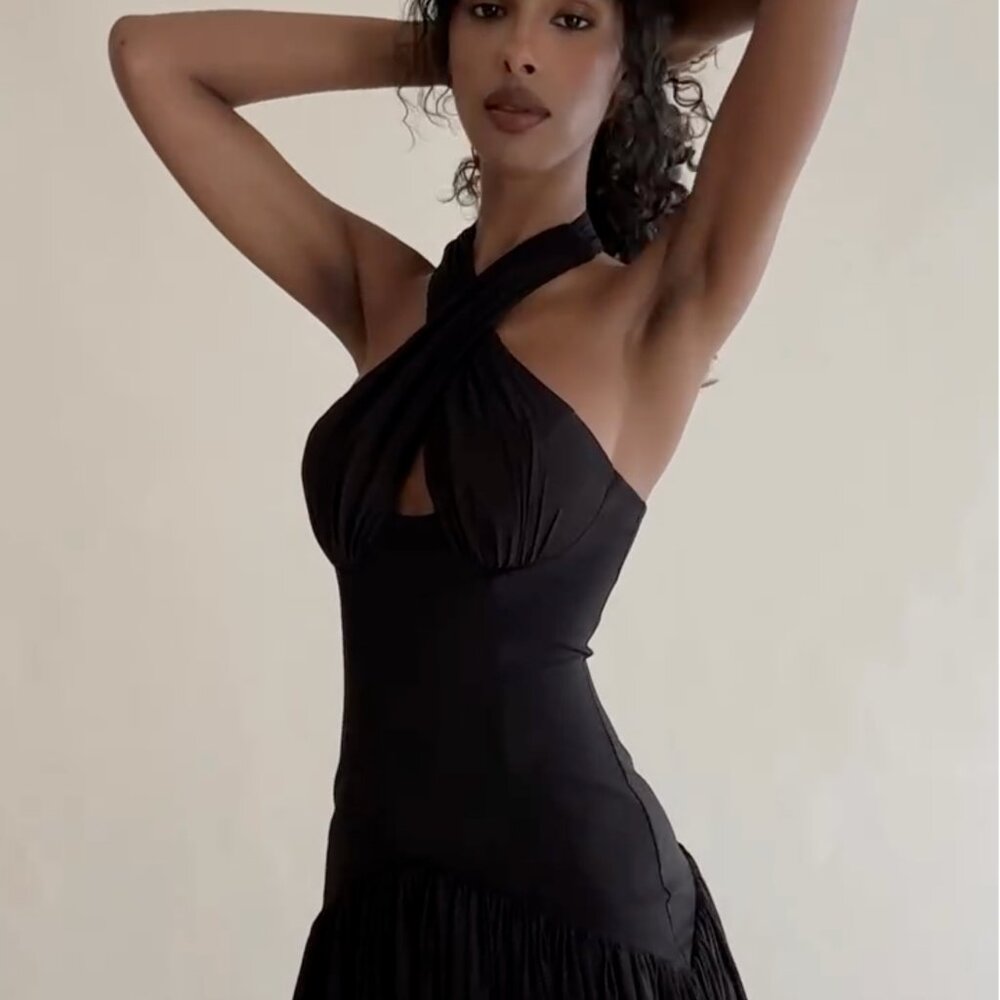 Leau Harmony Halter Corset Maxi Dress Black Size XS NWT - Picture 8 of 12
